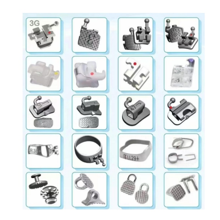 Différents types de supports et accessoires orthodontiques dentaires