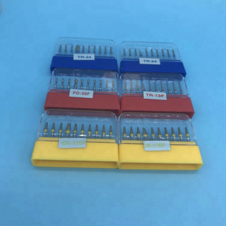 Boîte d'emballage de fraises diamantées dentaires FG pour pièce à main à grande vitesse