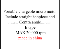Micro-moteur portatif de chargeble Comprend une pièce à main droite et un type Contra angle E