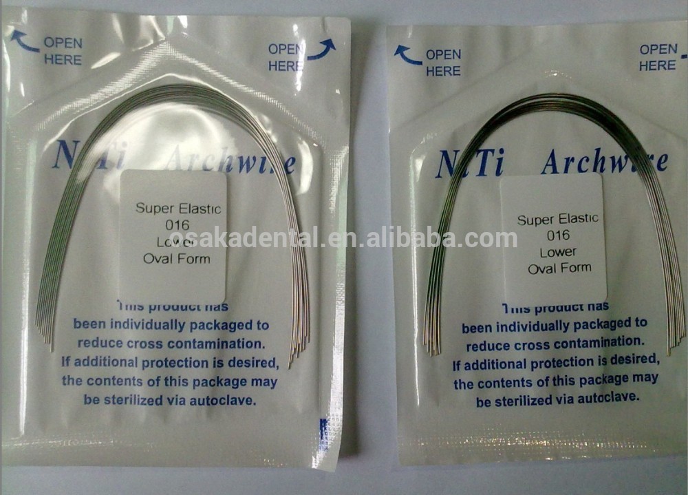 Matériel orthodontique de fil de voûte NiTi super élastique rond / fil niti dentaire / matériau orthodontique dentaire