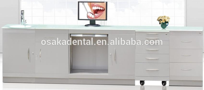 Cabinet médical de Cabinet dentaire d'acier inoxydable de haute couture avec le type de poignée