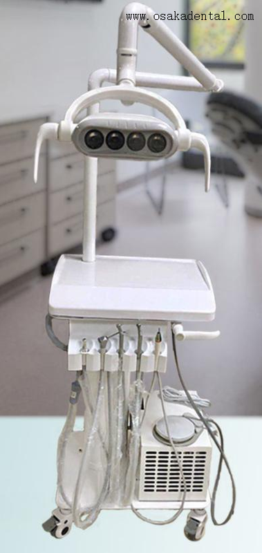 Chariot à outils mobile dentaire avec compresseur et lampe halogène chariot protable dentaire pour unité dentaire avec compresseur et lampe à LED