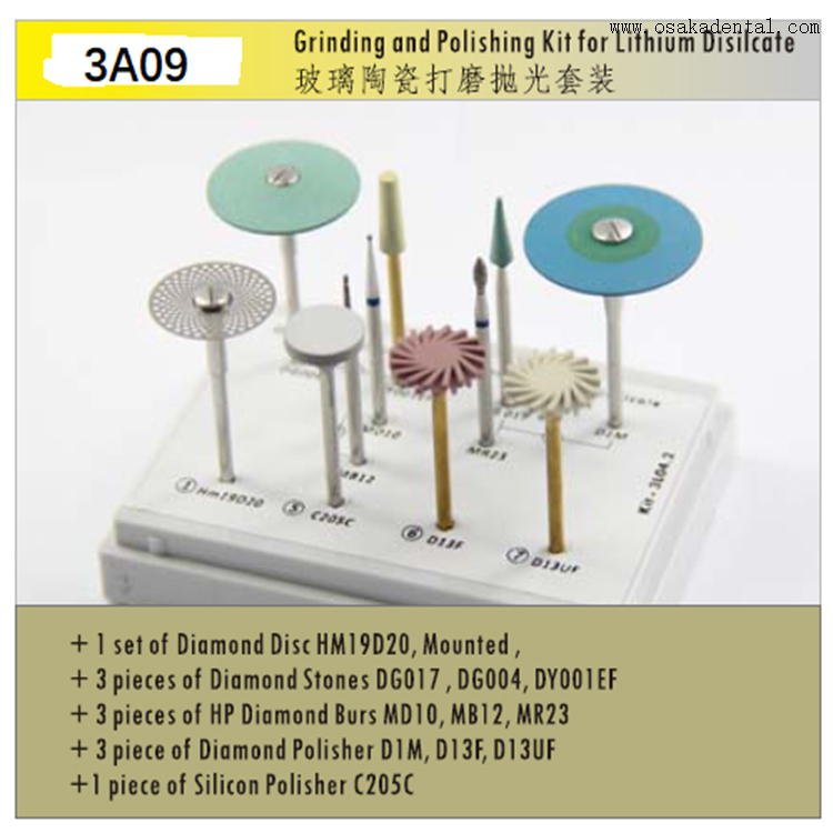 Kit de meulage et de polissage au disilcate de lithium dentaire