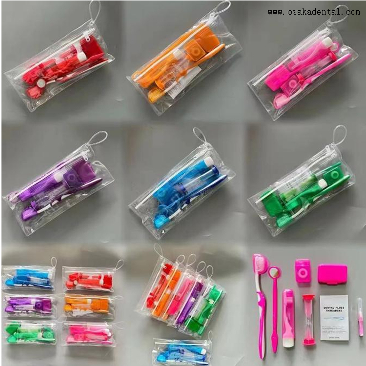 Kit orthodontique coloré dentaire avec sac en PVC pour l'orthodontie