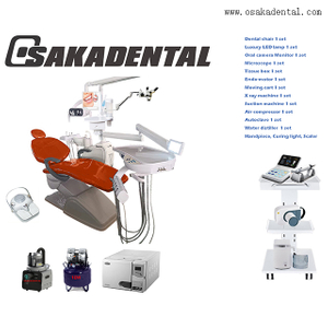 Unité de fauteuil dentaire avec options d'équipement dentaire et chariot mobile