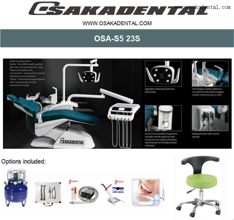 Ensemble d'unité dentaire avec option complète, unité dentaire de luxe pour clinique dentaire OSA-S5 Option 22S