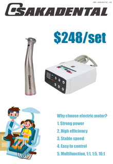 Moteur électrique sans brosse économique et dentaire, avec pièce à main à contre-angle rouge