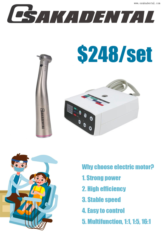 Moteur électrique sans brosse économique et dentaire, avec pièce à main à contre-angle rouge