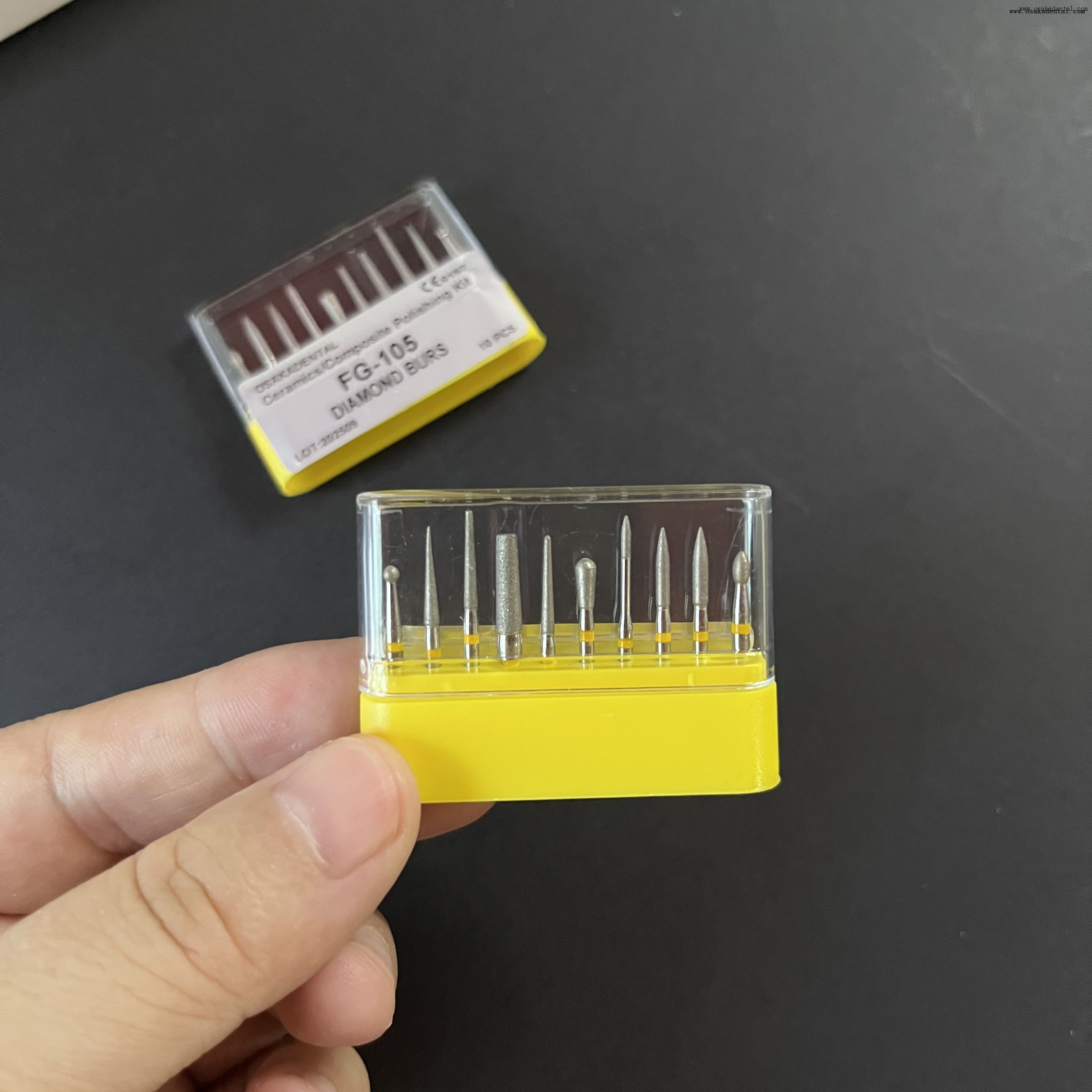 Fraises diamantées pour le polissage en clinique dentaire