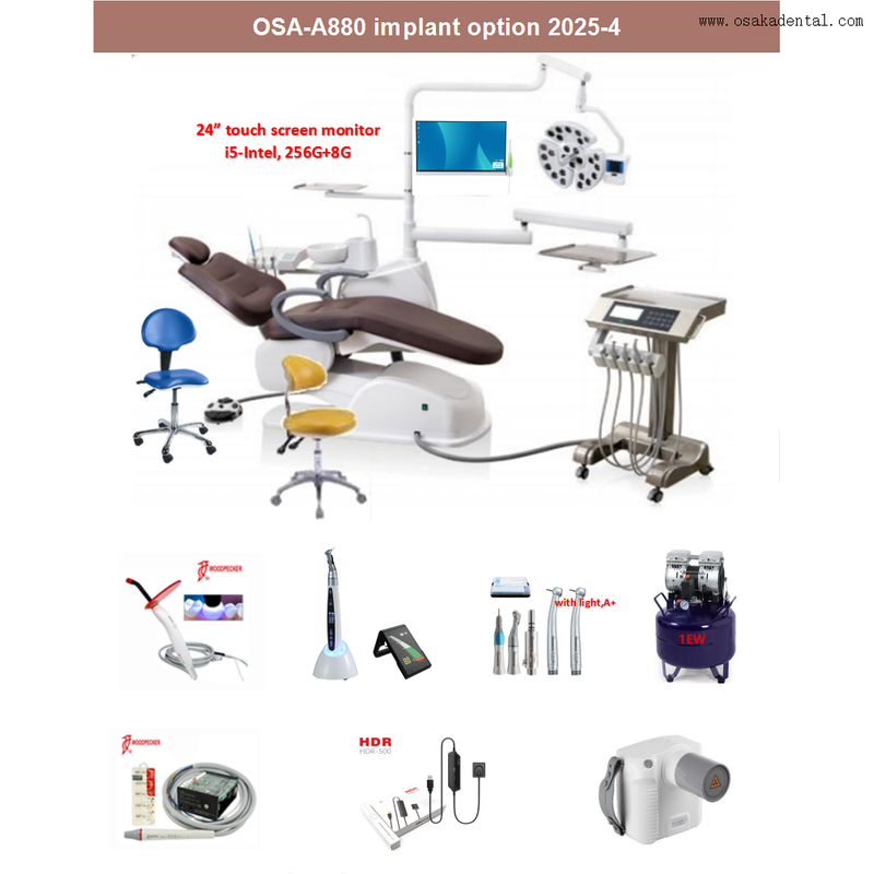 Unité d'implant dentaire pour utilisation en clinique Fauteuil dentaire avec option complète pour utilisation en clinique dentaire OSA-A-880