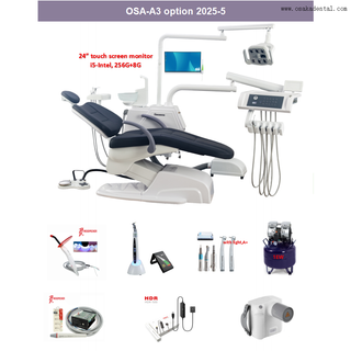 Unité dentaire de luxe à siège souple et grand, pour usage en clinique, fauteuil dentaire avec option complète pour usage en clinique dentaire OSA-A3