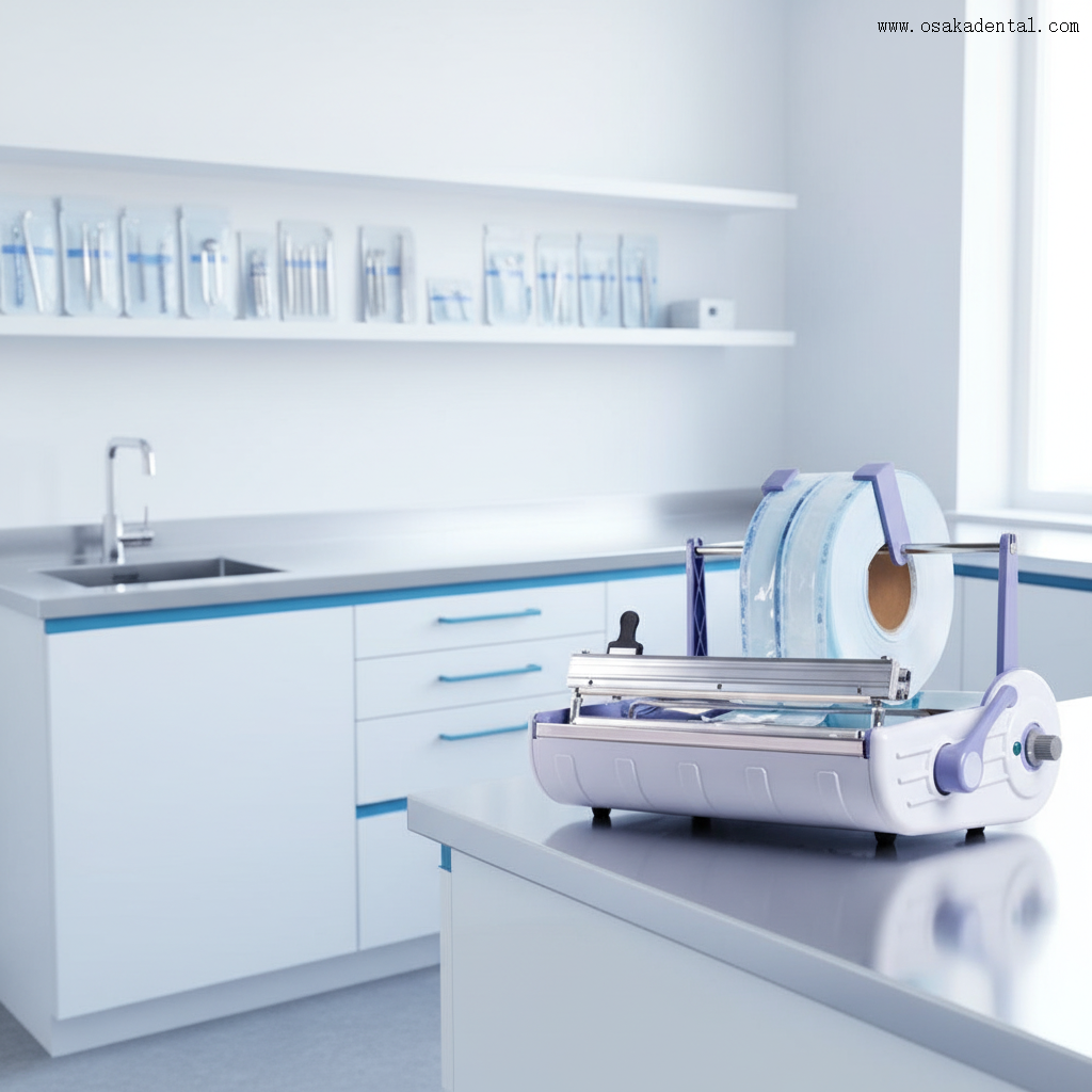 Machine à sceller les dents automatique, avec support pour pochette de stérilisation et sacs de stérilisation