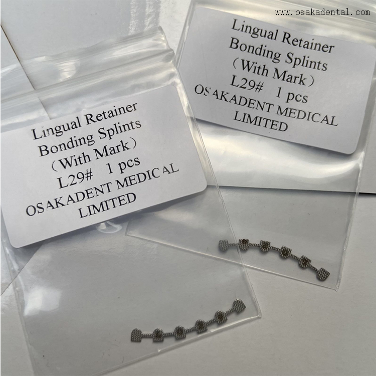 Attelles de fixation linguales orthodontiques dentaires avec marque