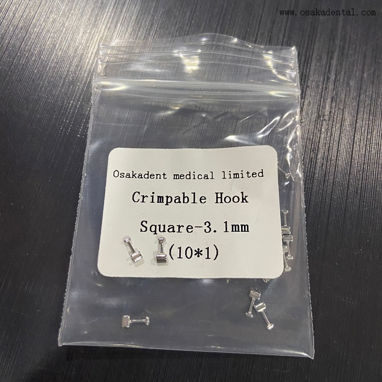 Crochet à sertir orthodontique dentaire carré - 3,1 mm