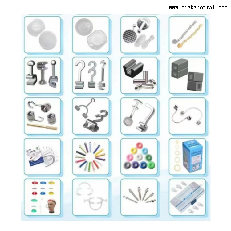 Différents types de supports et accessoires orthodontiques dentaires