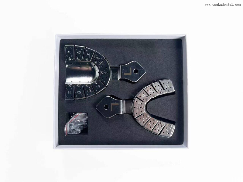 Plateaux d'impression professionnels pour implants dentaires, en boîte, fabriqués avec des plateaux d'impression en acier inoxydable de haute qualité