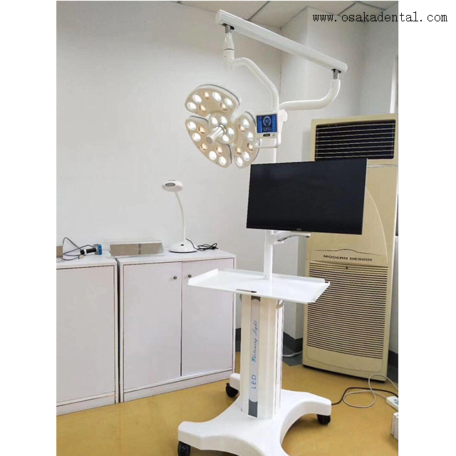 ‌Chariot mobile réglable pour éclairage chirurgical dentaire avec bras rotatif à 360°
