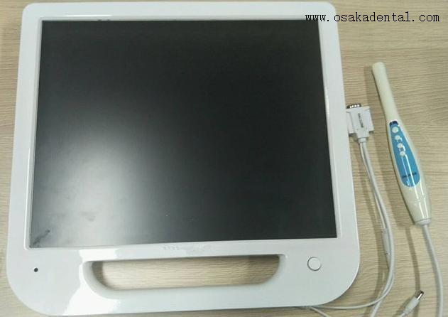 Moniteur blanc 17 pouces + caméra intra-orale avec VGA + VIDÉO + USB + ensemble de supports de moniteur en métal simple