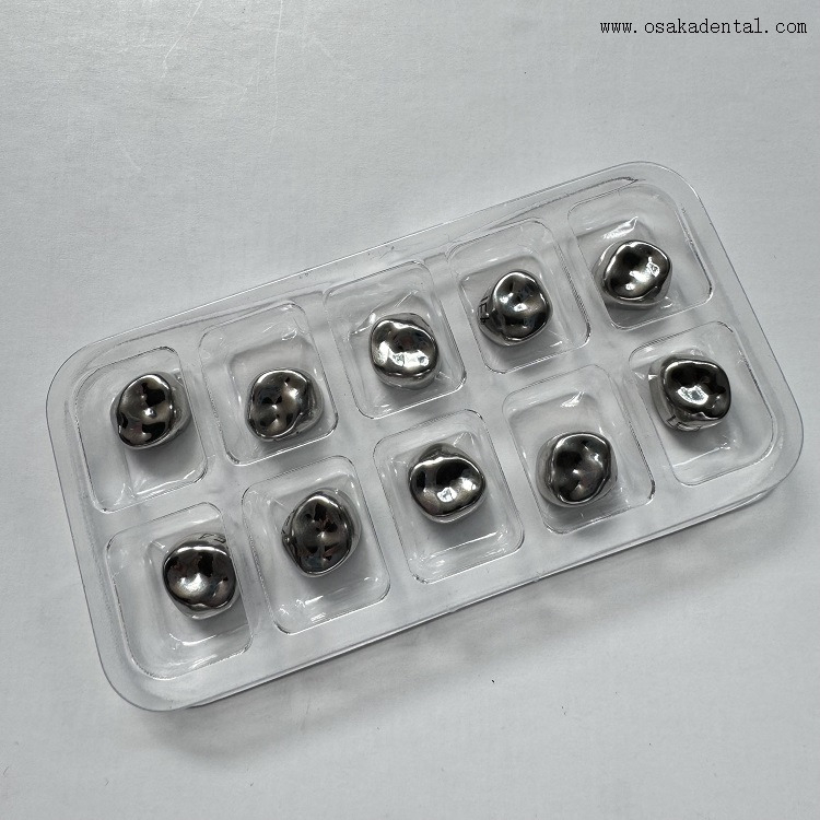 Couronne dentaire pour enfants en acier inoxydable, 10 pièces/paquet