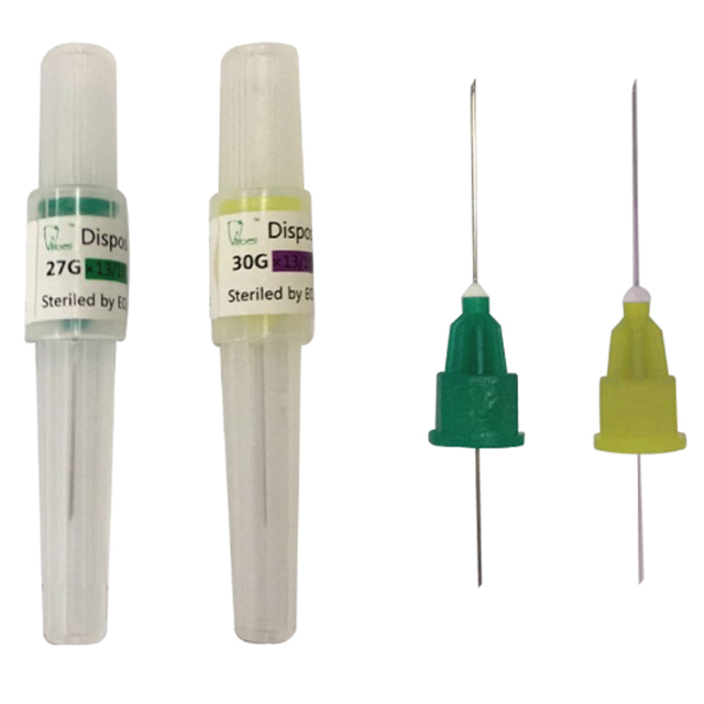 Aiguille dentaire jetable 27G et 30G.
