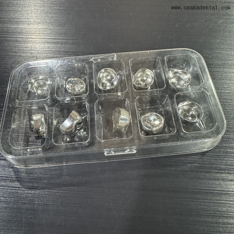 Couronne dentaire pour enfants en acier inoxydable, 10 pièces/paquet