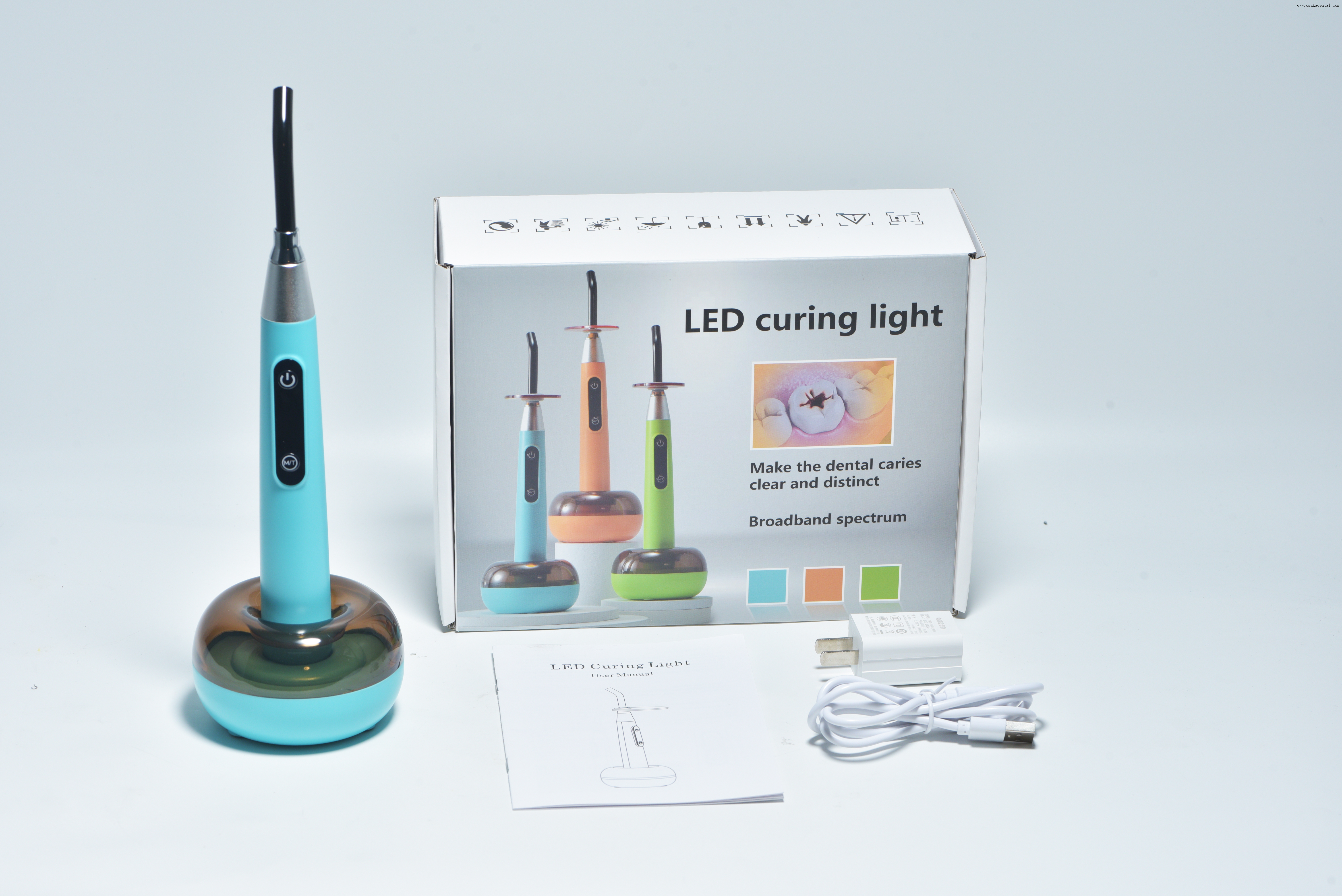 Lampe à polymériser dentaire arc-en-ciel colorée avec fonction de détection des caries