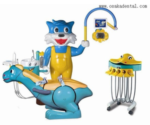 Unité de chaise dentaire de chat bleu de belle bande dessinée pour enfants chaise dentaire d'enfants