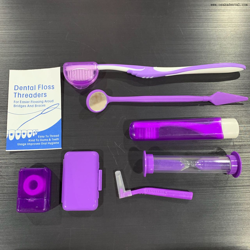 Kit orthodontique 8 pièces emballé dans un sac Naylon avec minuterie