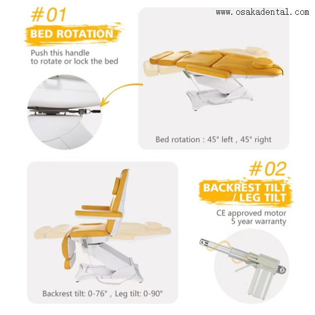 Chaise d'examen médical, lit et chaise de spa de beauté du visage