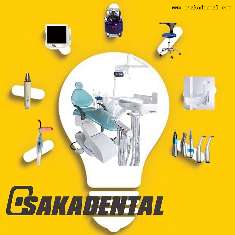 Chaise dentaire avec lampe à LED / compresseur d'air / scaler / pièce à main / de la lumière de durcissement / caméra orale + moniteur OSA-1-LED