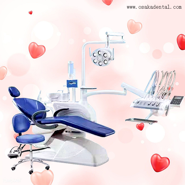 Chaise dentaire chirurgicale avec plateau d'instruments montés sur le dessus