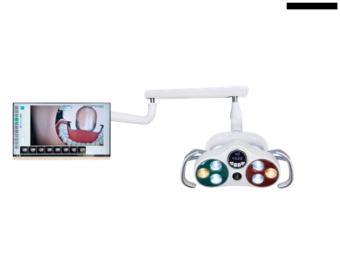 Lampe chirurgicale à capteur de fonctionnement dentaire, avec enregistrement par caméra vidéo, avec bras à installer sur le moniteur