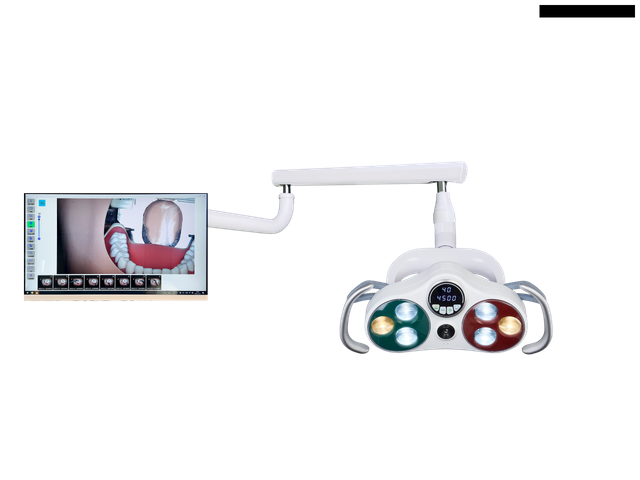 Lampe chirurgicale à capteur de fonctionnement dentaire, avec enregistrement par caméra vidéo, avec bras à installer sur le moniteur