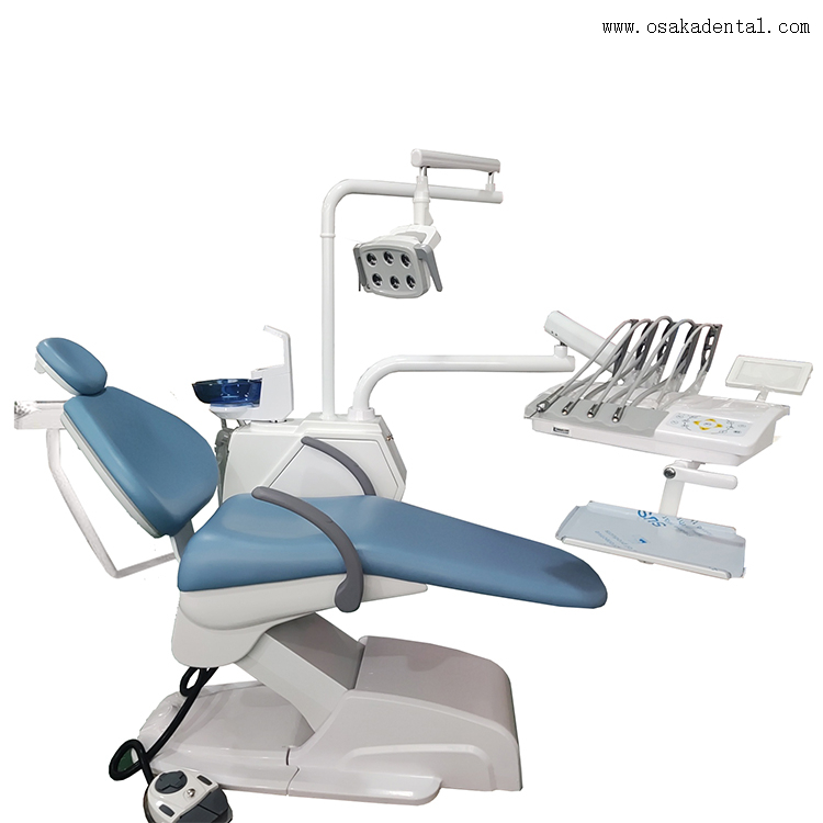 Fauteuil dentaire de haute qualité avec tabouret de dentiste, lampe à polymériser et pièce à main dentaire