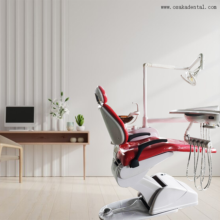 Fauteuil dentaire de couleur rouge pour clinique simple/fauteuil dentaire économique