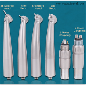 Handpiece dentaire à grande vitesse optique de fibre avec l'accouplement de 4 trous ou de 6 trous