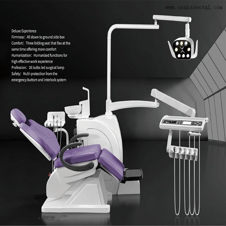Unité de fauteuil dentaire à siège confortable pour patient à trois volets