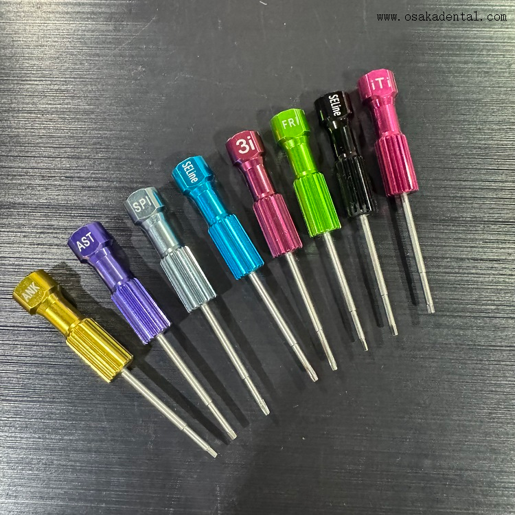 Tournevis pour implants dentaires colorés