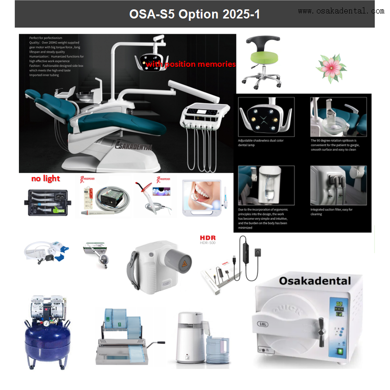 Fauteuil dentaire électrique, pièce à main pour clinique hospitalière, avec option complète, pour utilisation en clinique dentaire, OSA-S5
