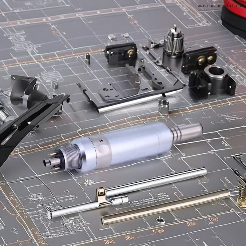 Moteur pneumatique dentaire avec fibre optique 6 trous