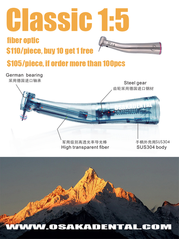 Contre-angle dentaire rouge 1:5, contre-angle croissant