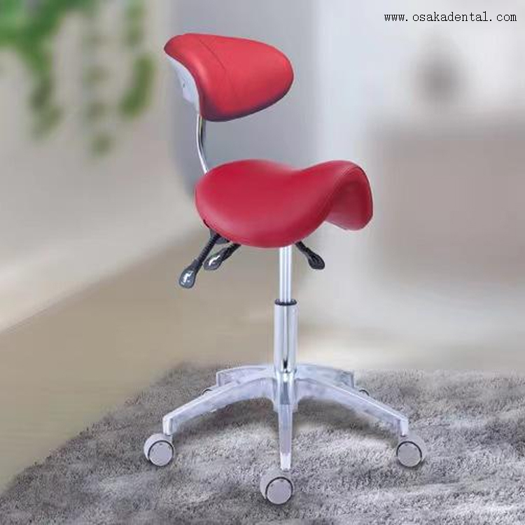 Tabouret de fauteuil dentaire de type selle avec roue en PU