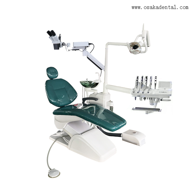 Chaise dentaire avec microscope dentaire