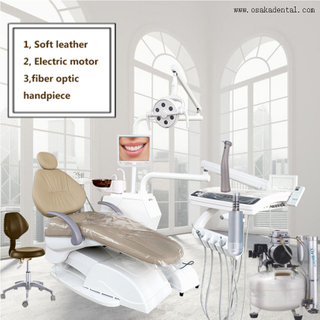 Chaise dentaire en cuir souple et haute qualité avec plateau d'instruments de la haute classe