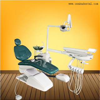 Chaise dentaire de couleur verte avec siège en cuir souple