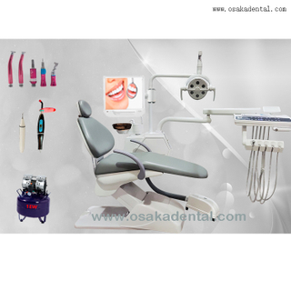 Fauteuil dentaire OSA-A2 avec ensemble de pièces à main dentaires avec compresseur d'air avec caméra buccale avec lampe à polymériser avec détartreur à ultrasons