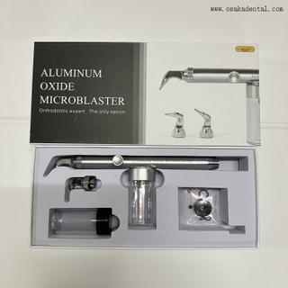 Maître d'abrasion dentaire à l'air en oxyde d'aluminium avec poignée en laiton, buse en acier au tungstène, avec deux buses, avec refroidissement par eau OSA-F298-A8