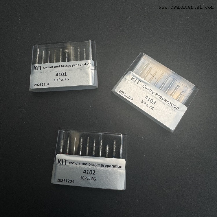 Kits de fraises diamantées dentaires FG, préparation de couronnes et de ponts. pour OSA-4101-4102-4103 antérieur