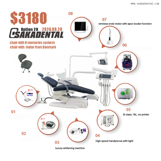 Ensemble d'unité dentaire avec option complète, unité dentaire de luxe pour clinique dentaire OSA-A3 Option 28