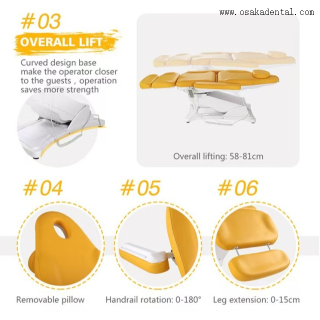 Chaise d'examen médical, lit et chaise de spa de beauté du visage